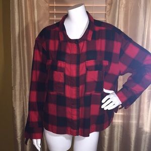 Express Flannel Cropped Top